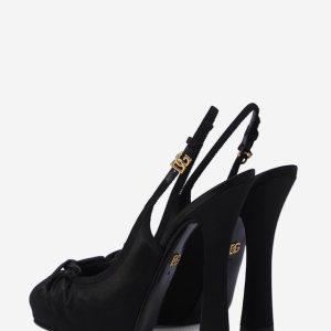 Satin slingback platform shoes